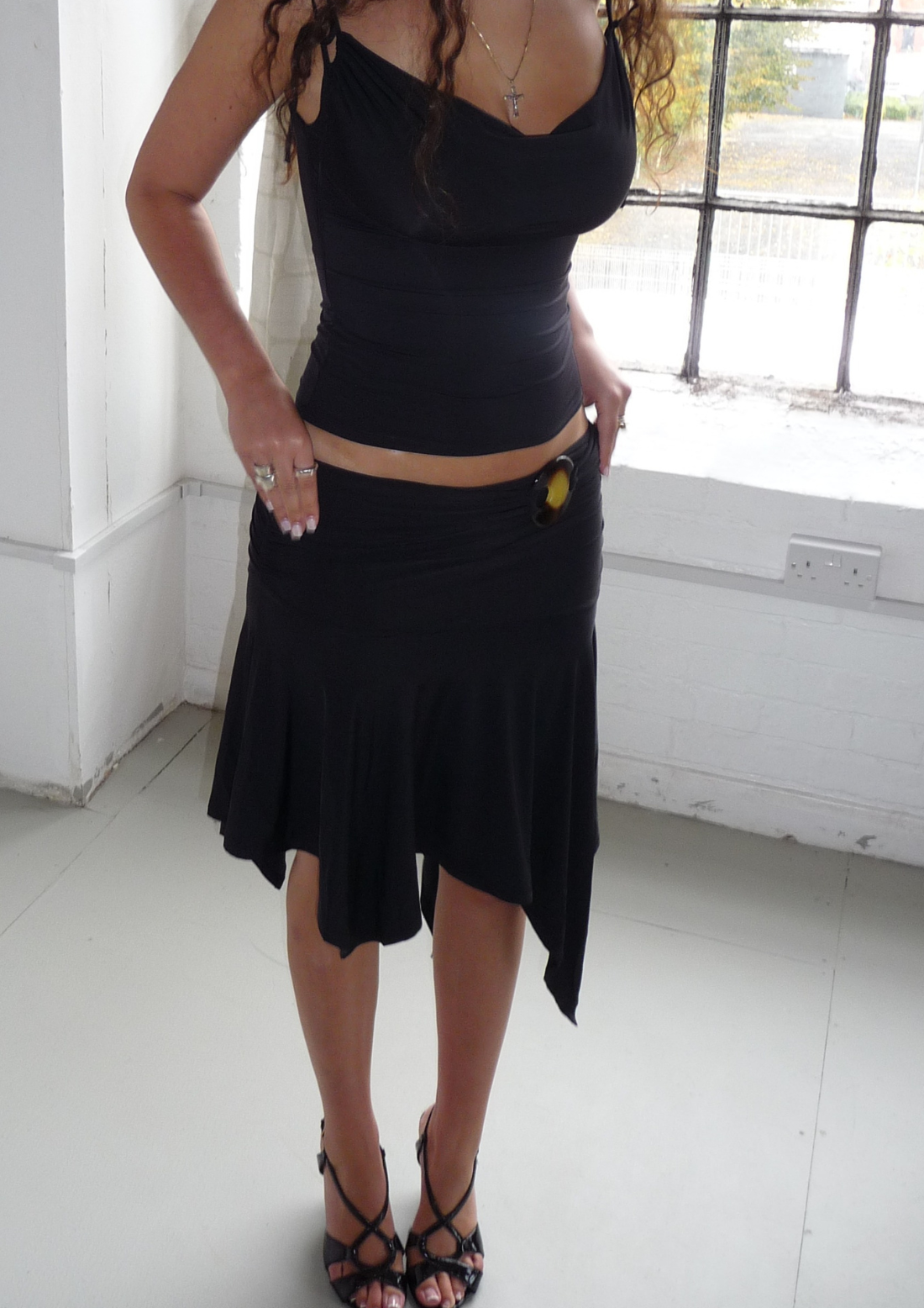 Mariah Cowl Neck Top With Tie Detail