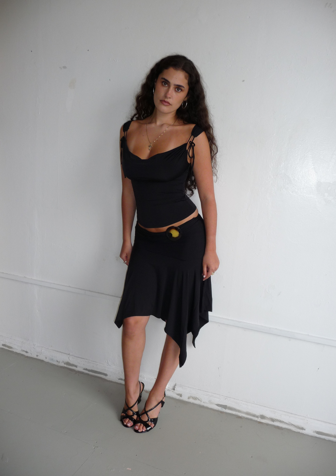 Mariah Cowl Neck Top With Tie Detail