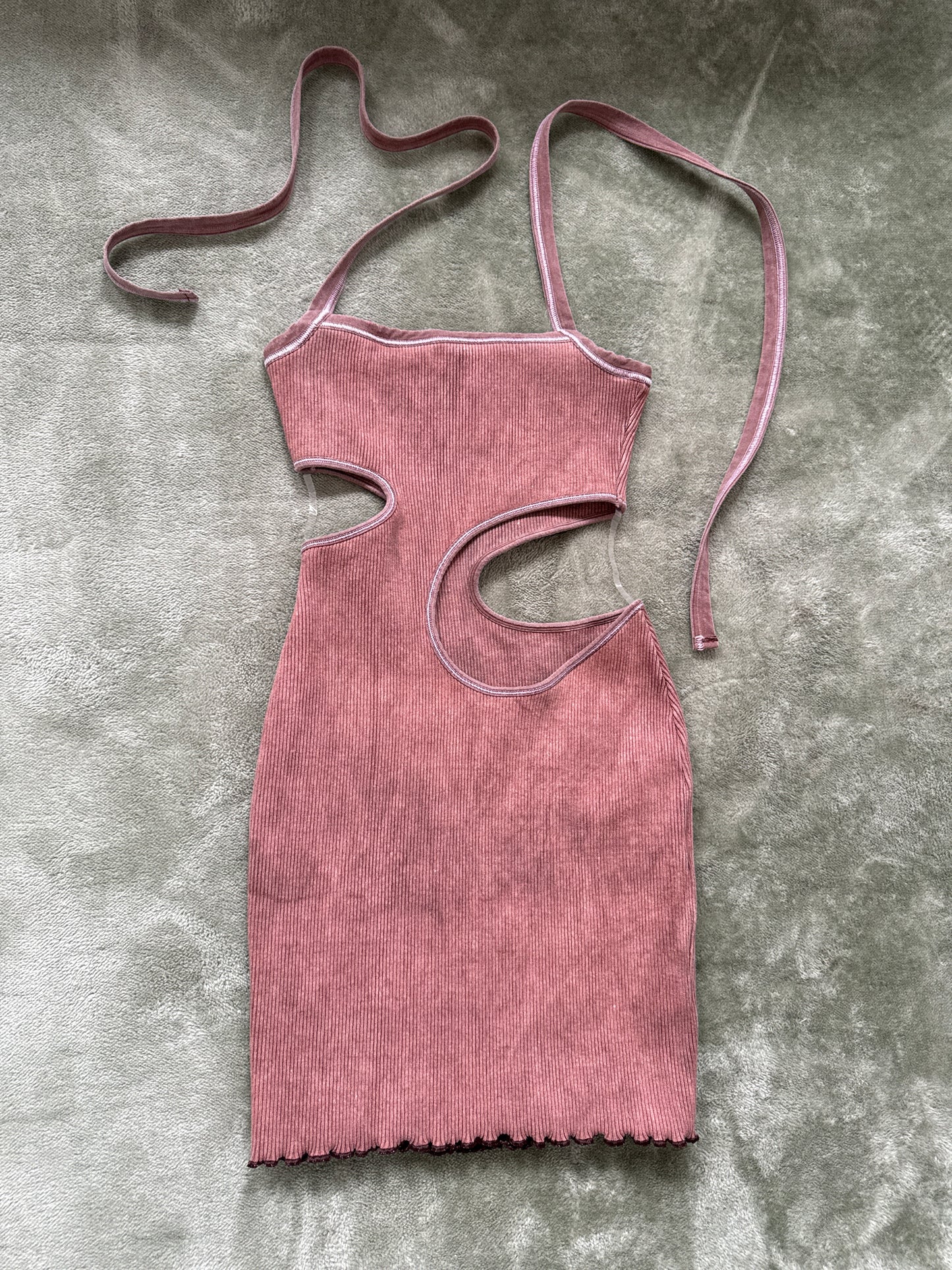 Cut out hand dyed rib mini dress size 10/12