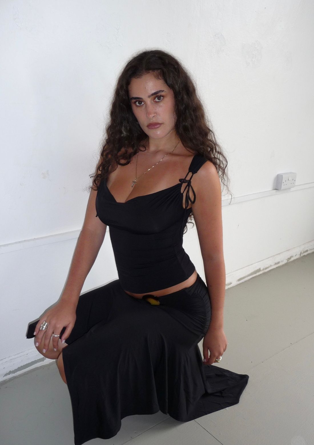 Mariah Cowl Neck Top With Tie Detail
