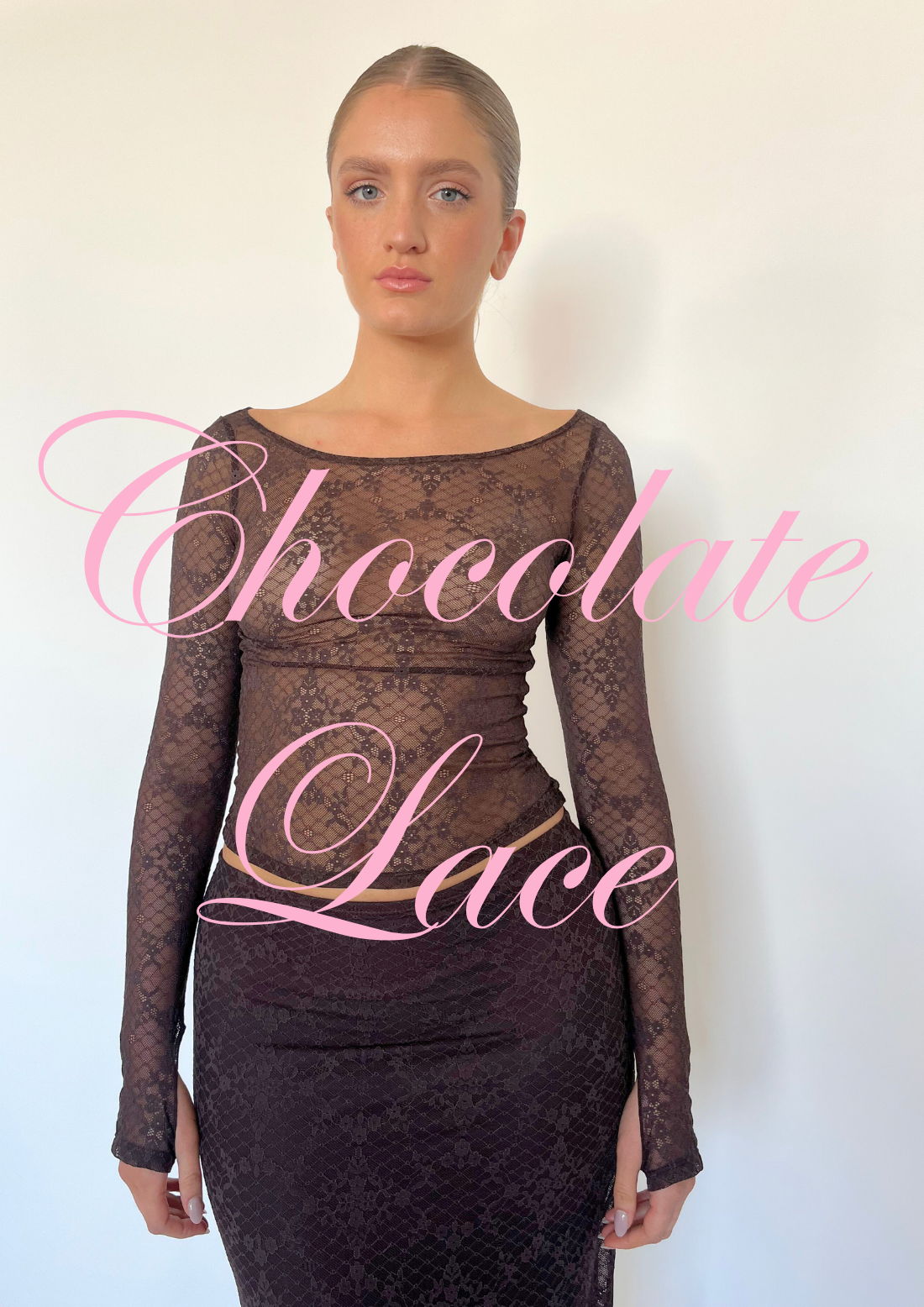 Long Line Top In Chocolate Brown Lace