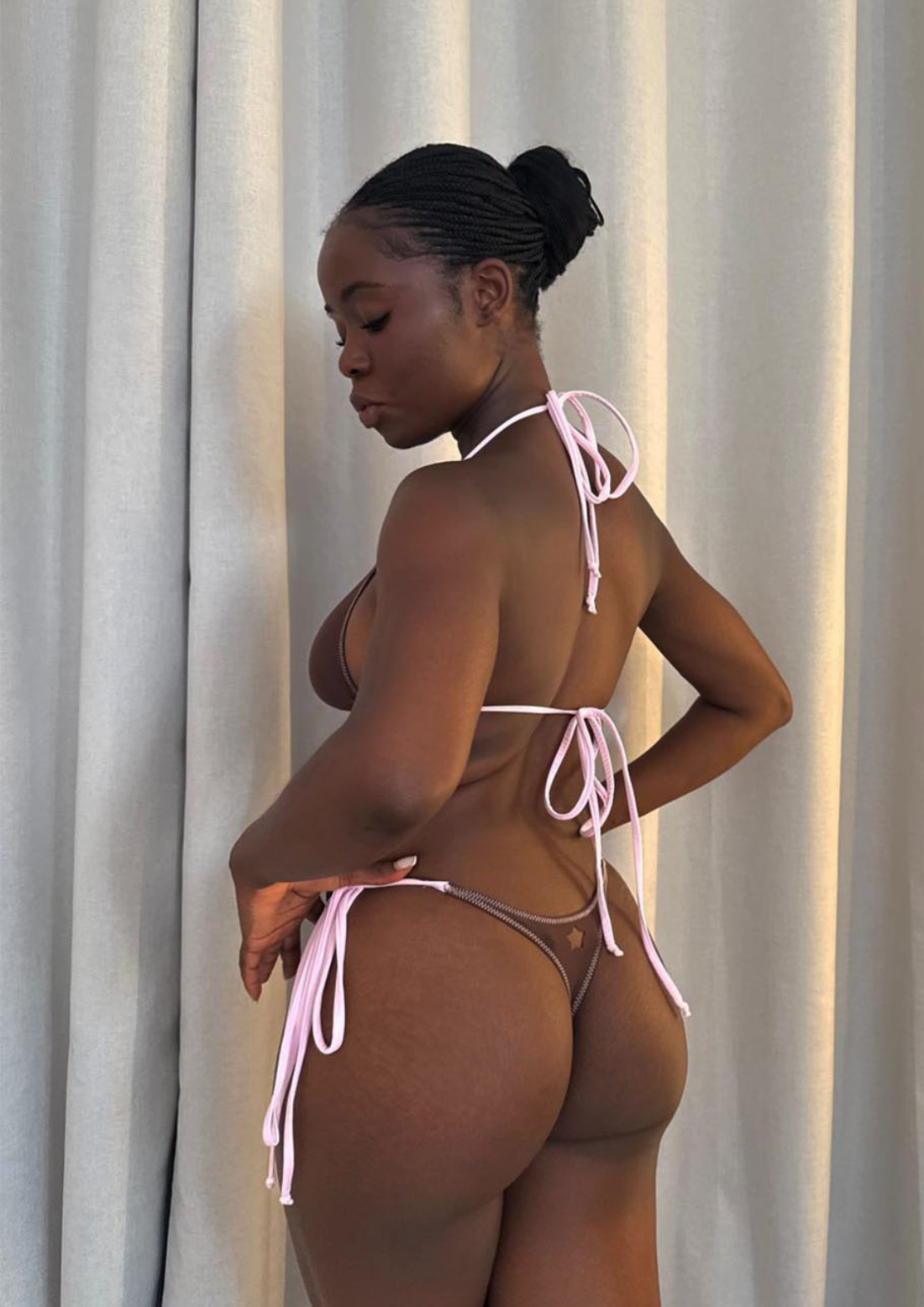 Laser cut star bikini in pink and brown