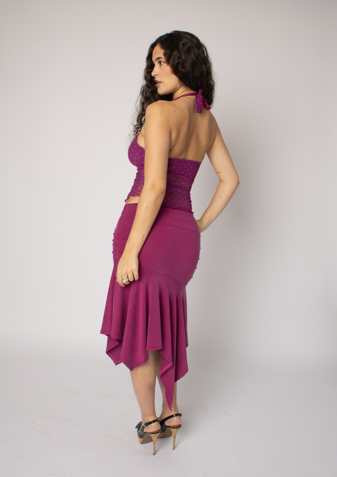 The Carmen Polka dot halterneck Top