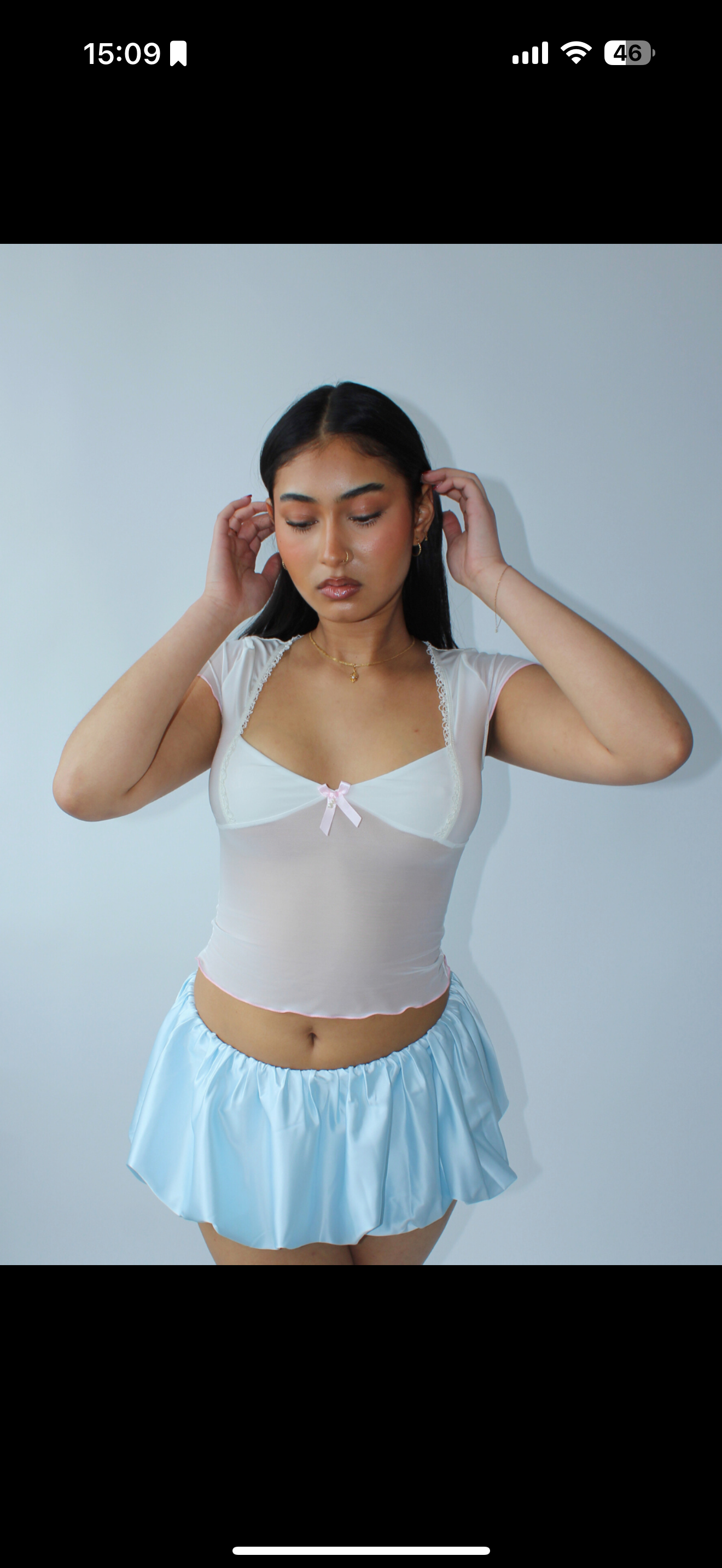 Blue satin puffball skirt sample size 12