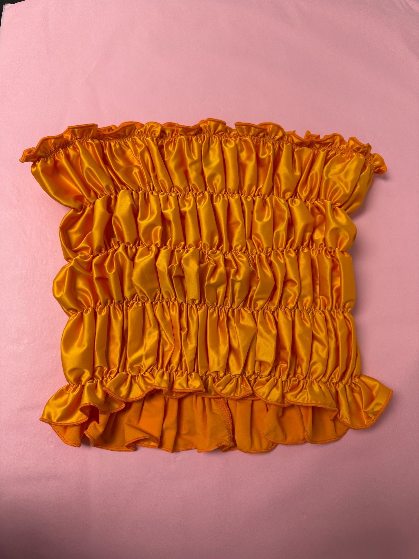 Scrunchie mini skirt tangerine size 12 and 10 available