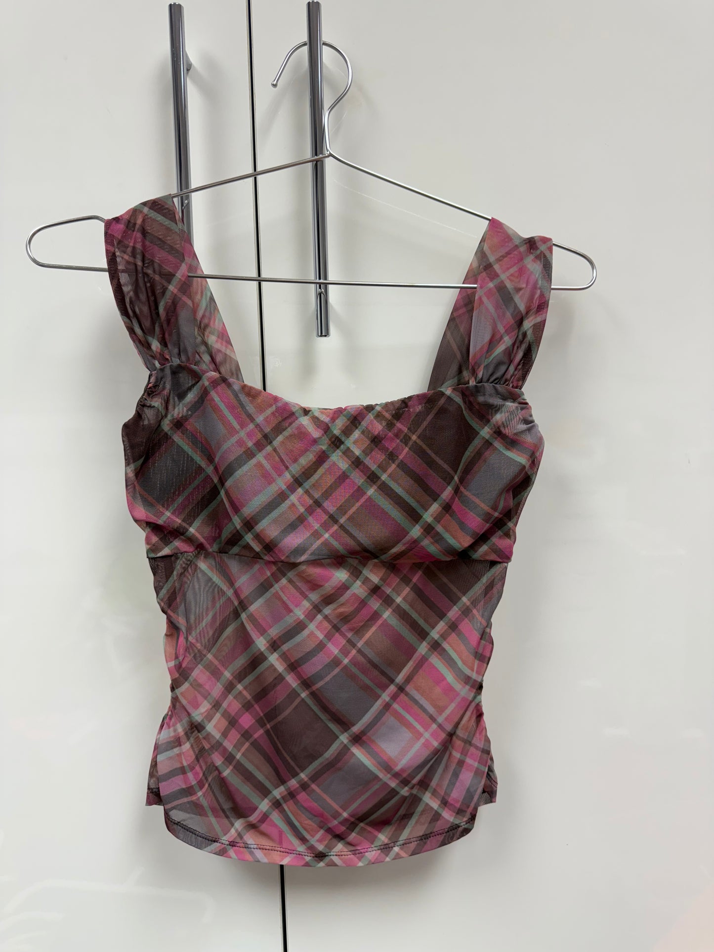 Plaid mesh fuller bust corset top size 8