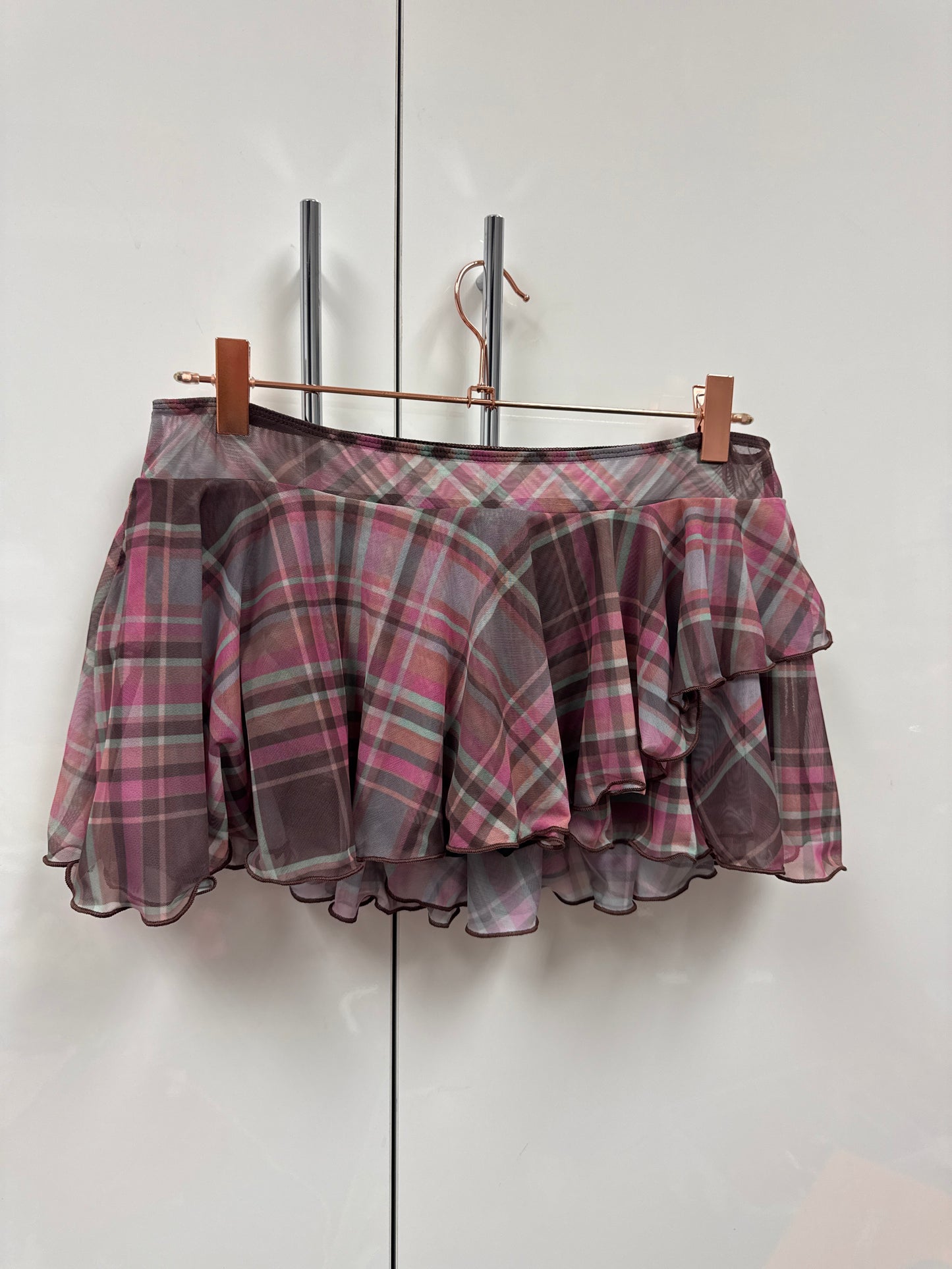 Plaid mesh ballerina skirt with built in shorts size 10
