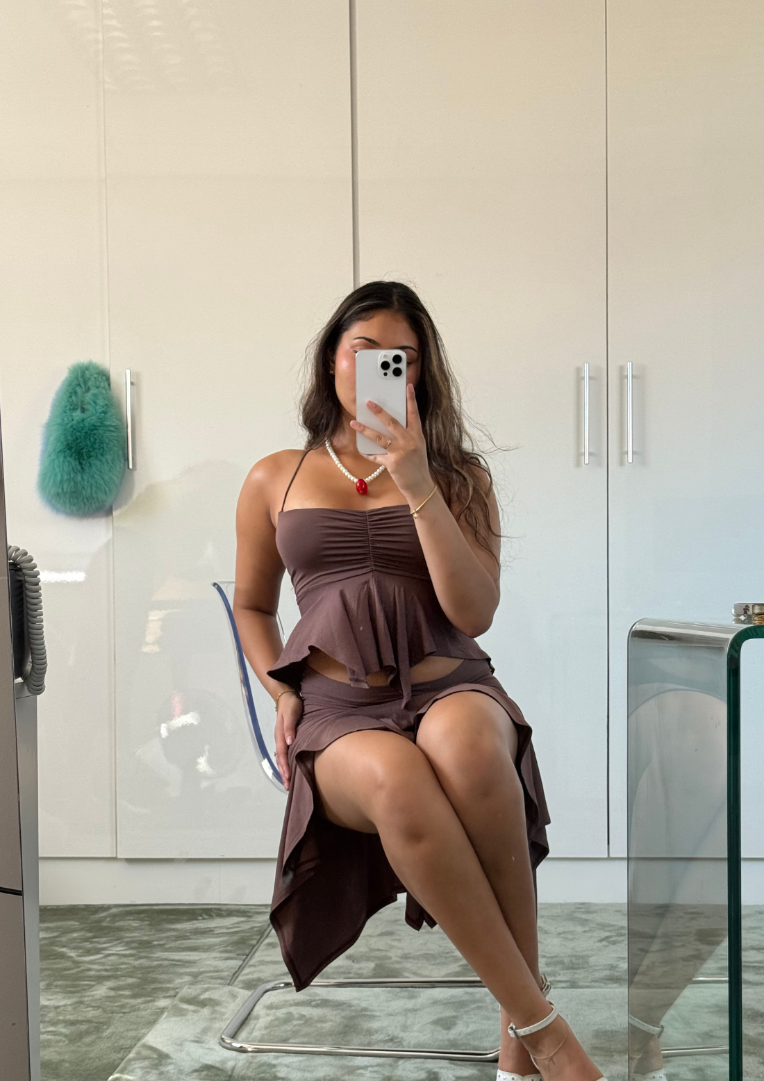 The Aura Draped top In Mocha Brown