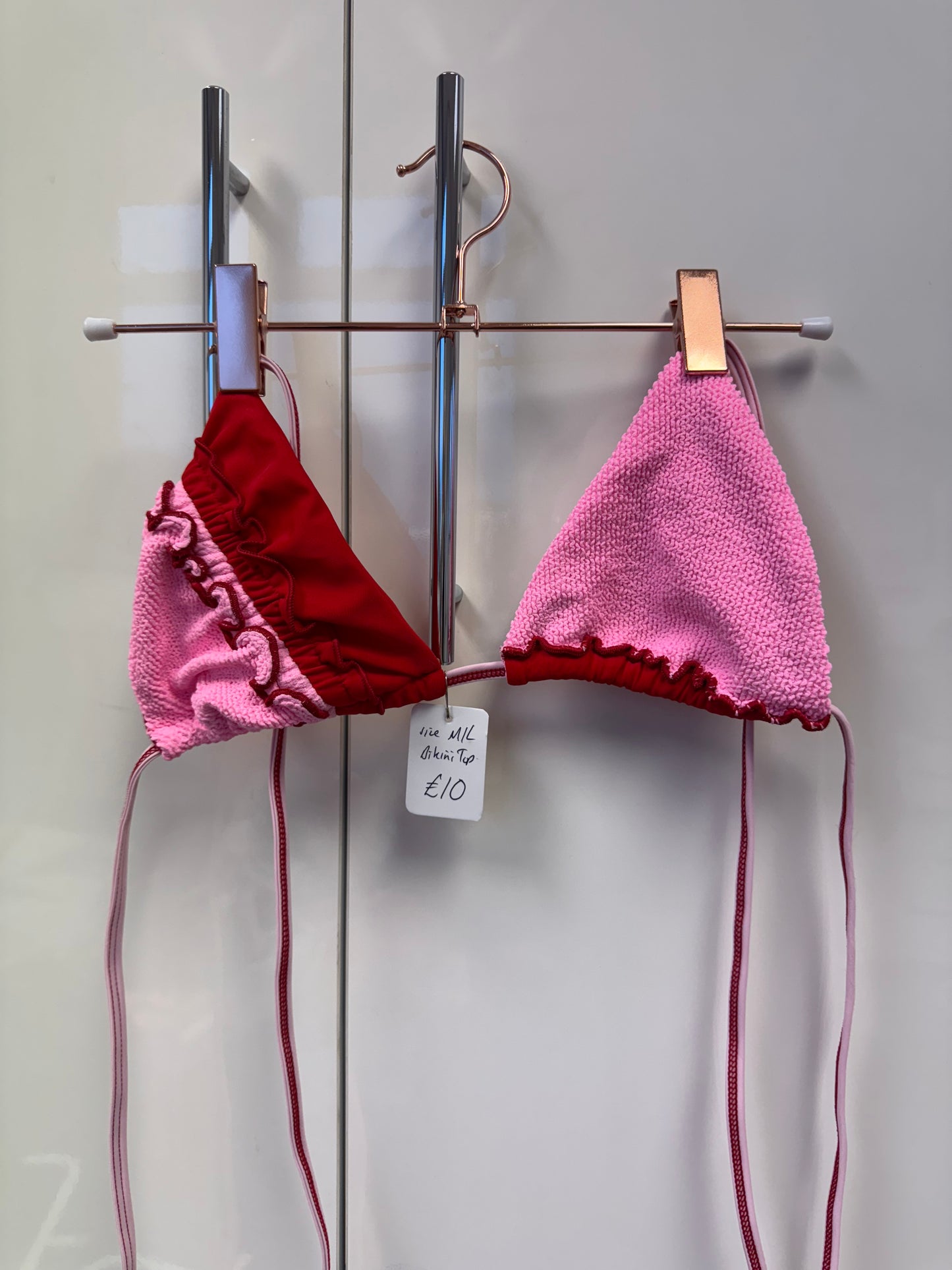 Size M/L bikini top pink and red