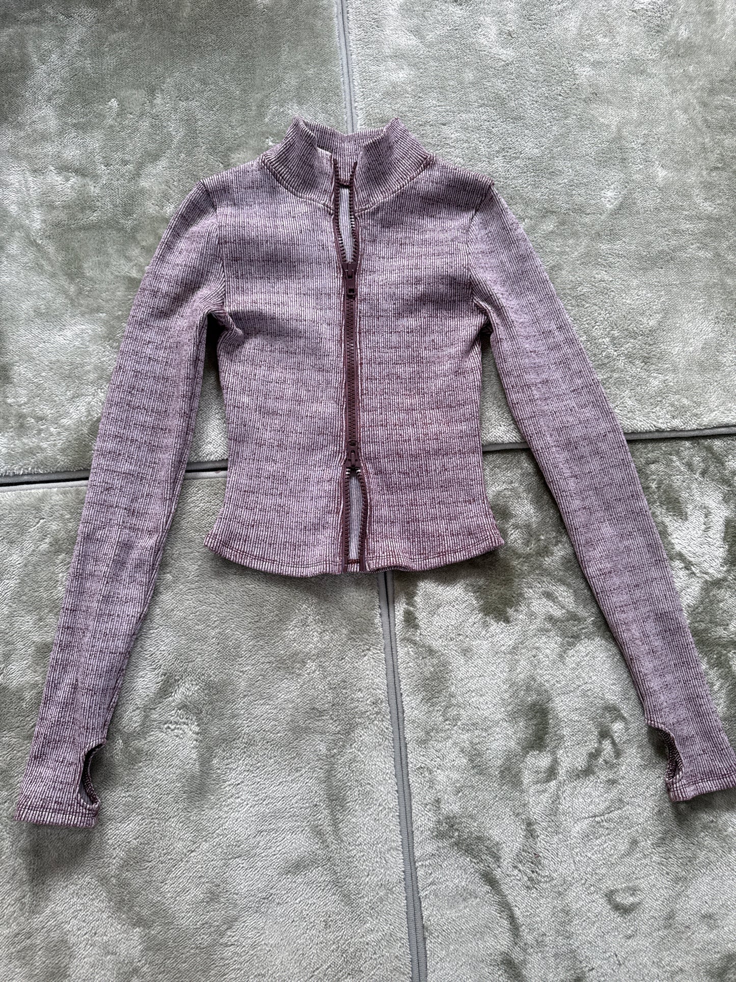 Mocha zip up top XS/S premium rib sample