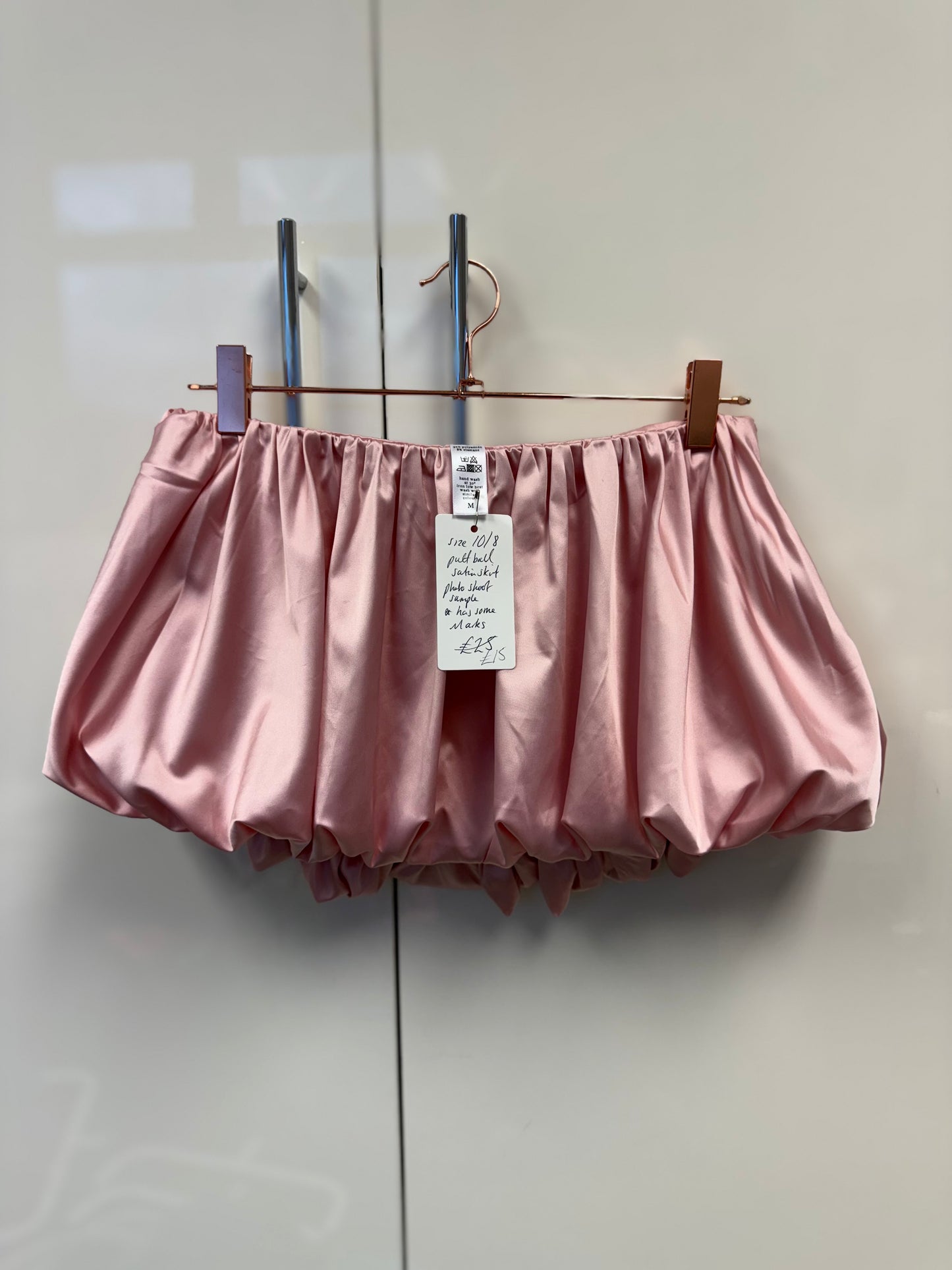 Satin puffball pink skirt size 8/10