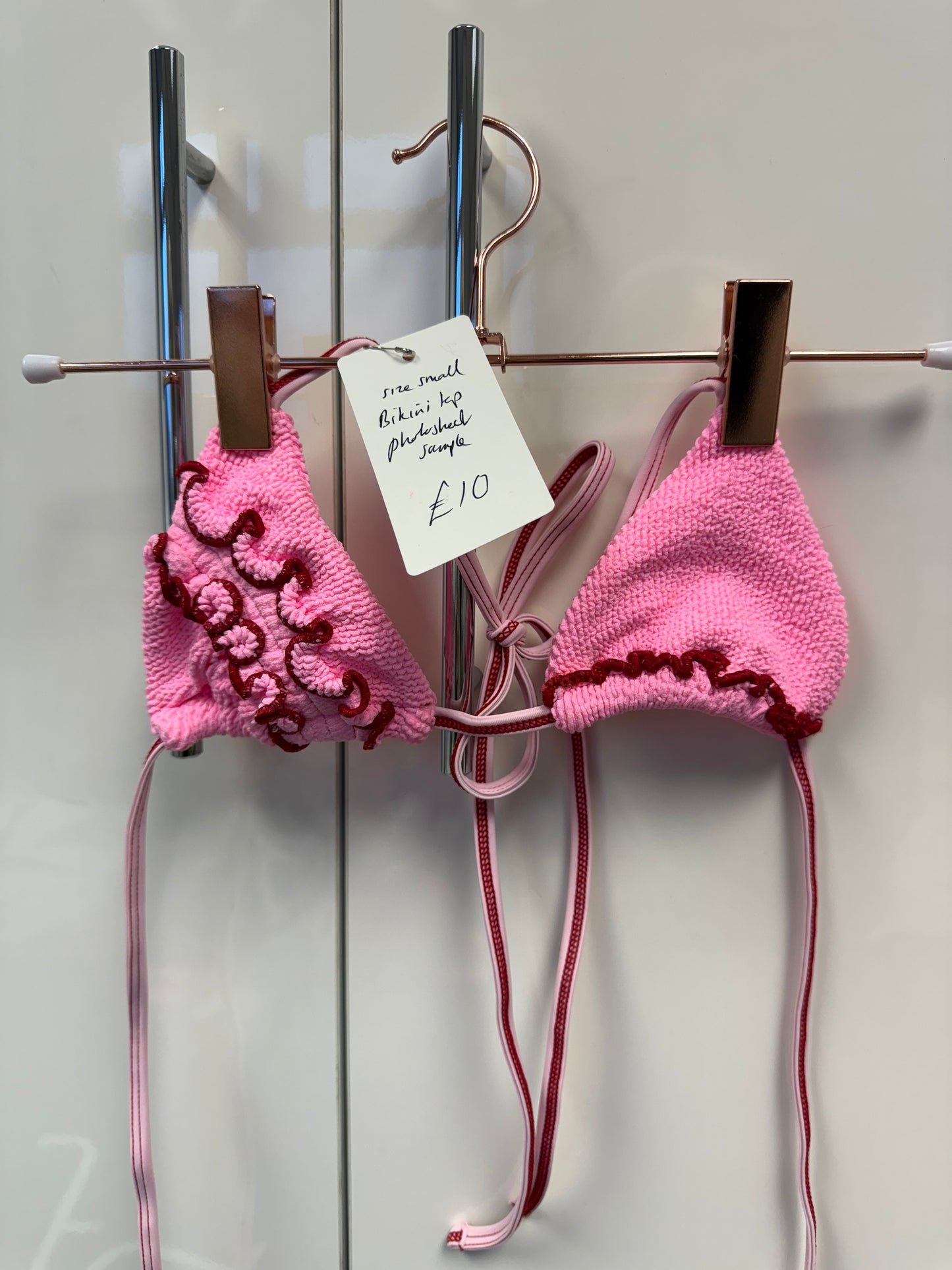 Pink and red bikini top only size small