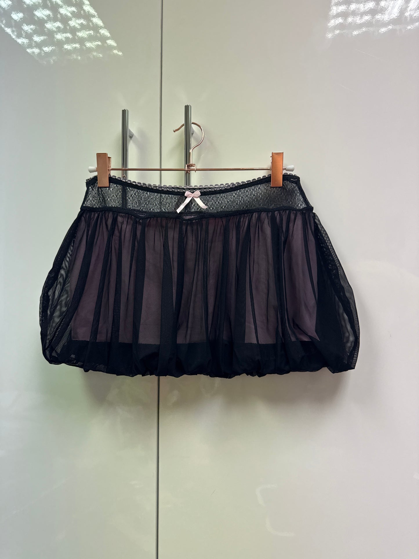 Puffball black mesh mini skirt size 8/10