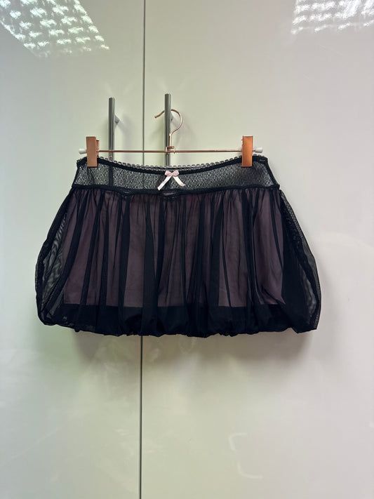 Puffball black mesh mini skirt size 8/10
