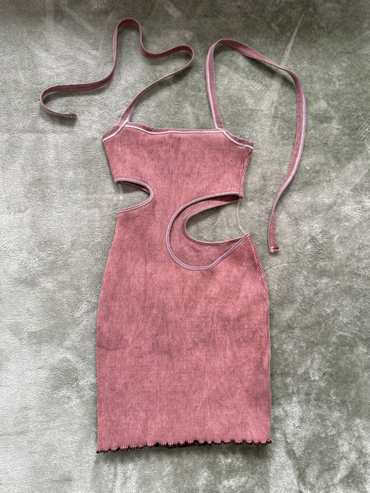 Cut out hand dyed rib mini dress size 10/12
