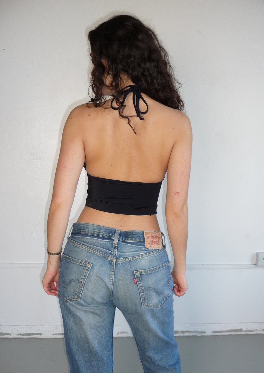 Fuller Bust Gold Ring Detail Top In Black