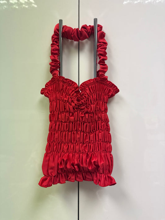 Red scrunchie halter top size 8