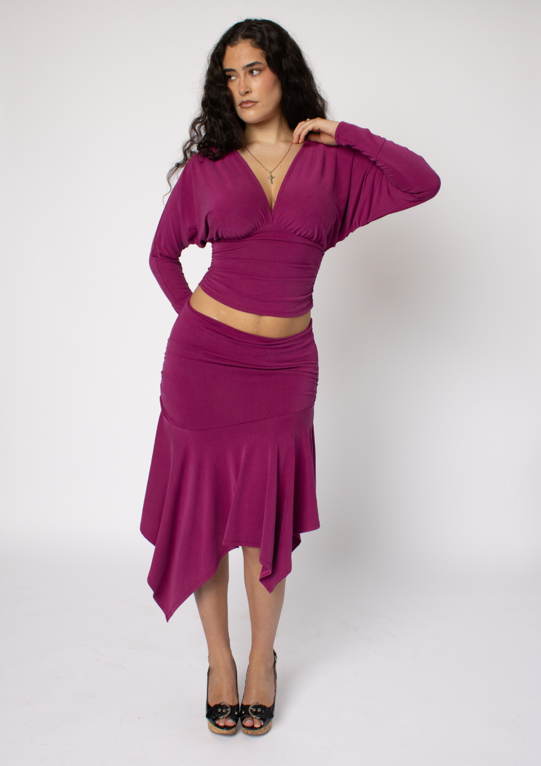 The Plunge neck top in rasberry ripple modal