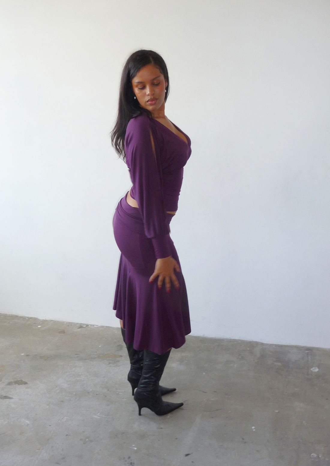Jasmine split sleeve batwing top in plum