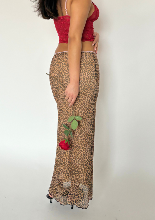 Leopard Maxi Skirt With Bow Detail