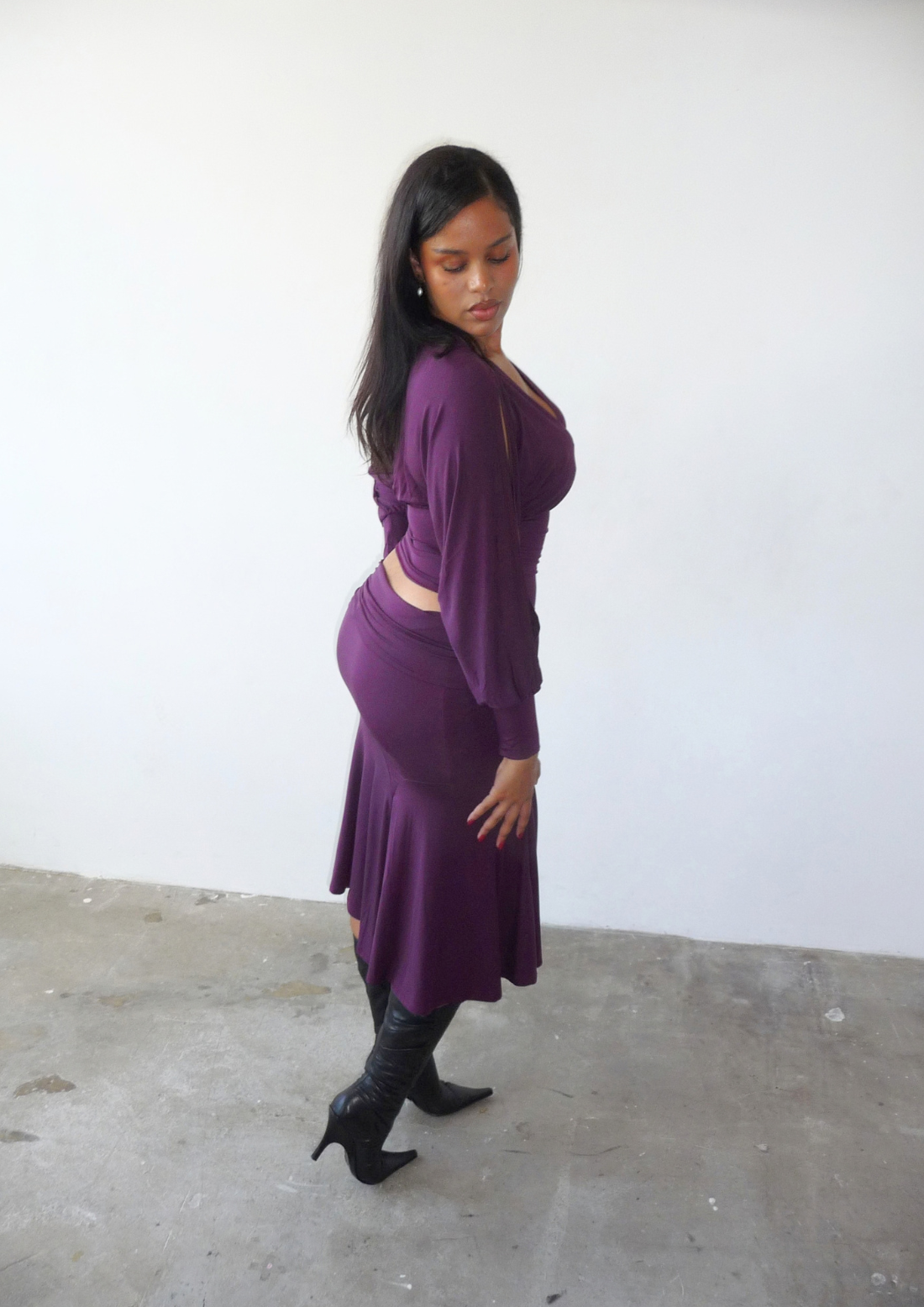 Jasmine split sleeve batwing top in plum