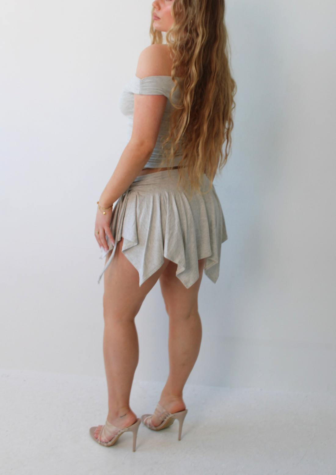 The Bella Draped Mini Skirt In Grey