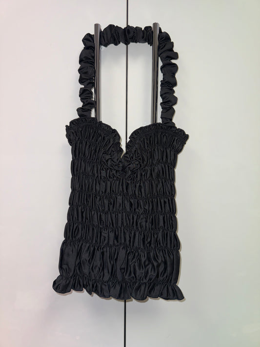 Size small black scrunchie top