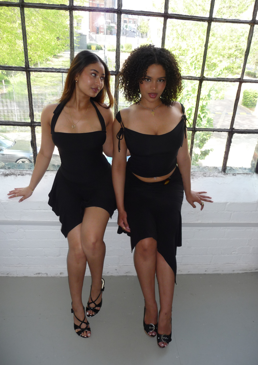 The Lola Lace Up Dress In Black