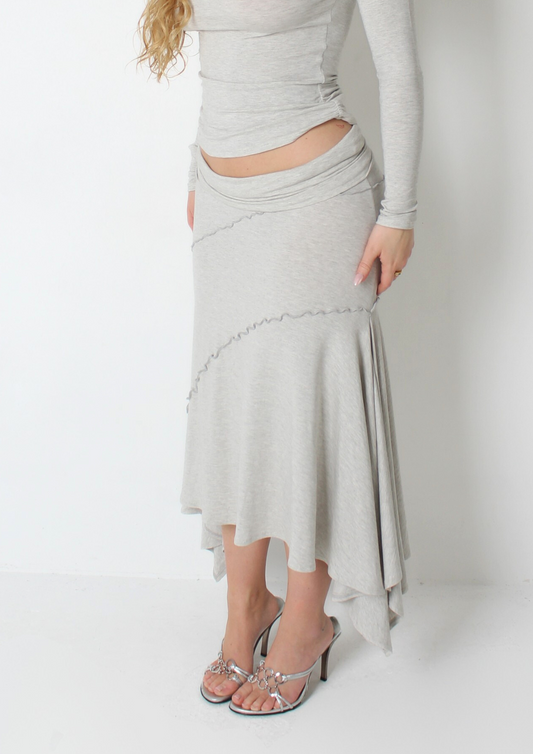 Grey Hanky Hem Maxi Skirt only sample size 10/12
