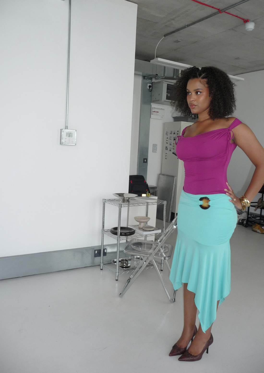 Mariah Cowl Neck Top With Tie Detail In Berry