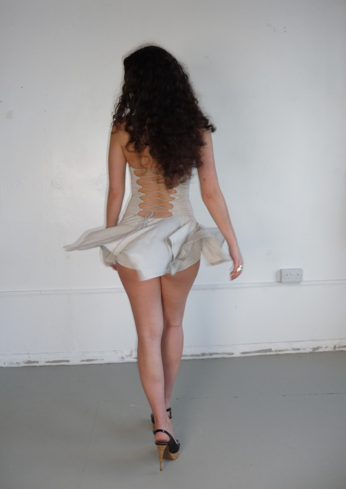 The Lola Lace Up Dress In Grey