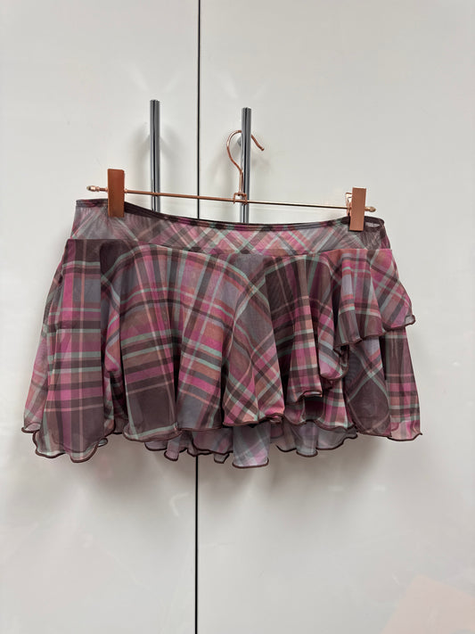 Plaid mesh ballerina skirt with built in shorts size 10