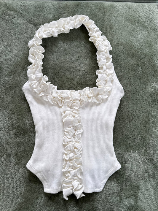 Ruffle rib size 8 halter top stylist sample