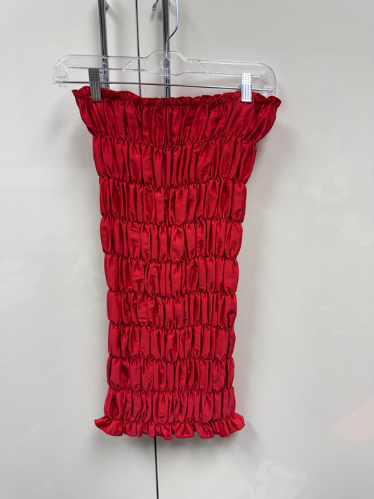 Red scrunchie midi skirt size 8