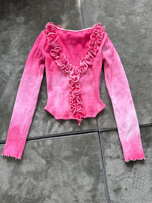 Ruffle rib top tie dyed sample pink size 8/10
