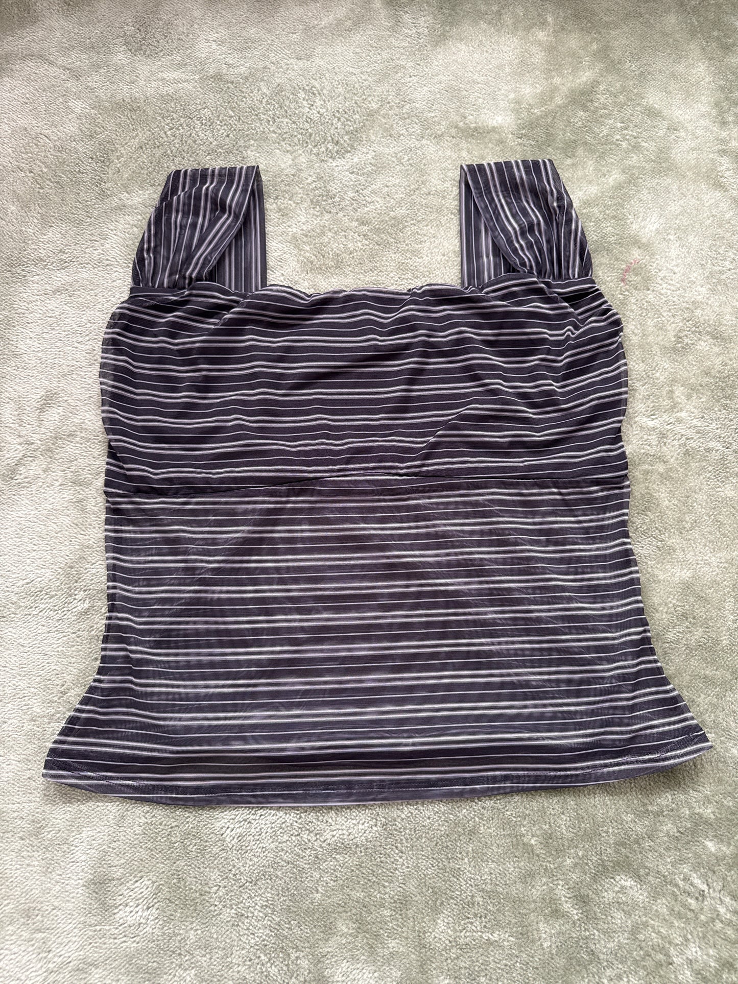 Fuller bust stripe mesh top sample size 14