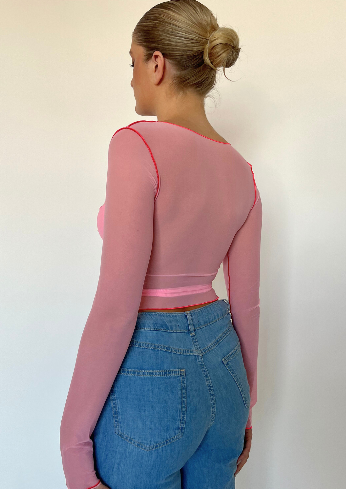 Strawberry Fantasy Top With Lettuce Edge In Pink and Red