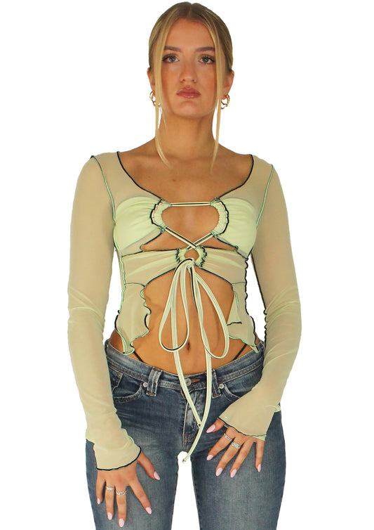 Fantasy Butterfly Top In Green With Contrast Lettuce Edge Sale