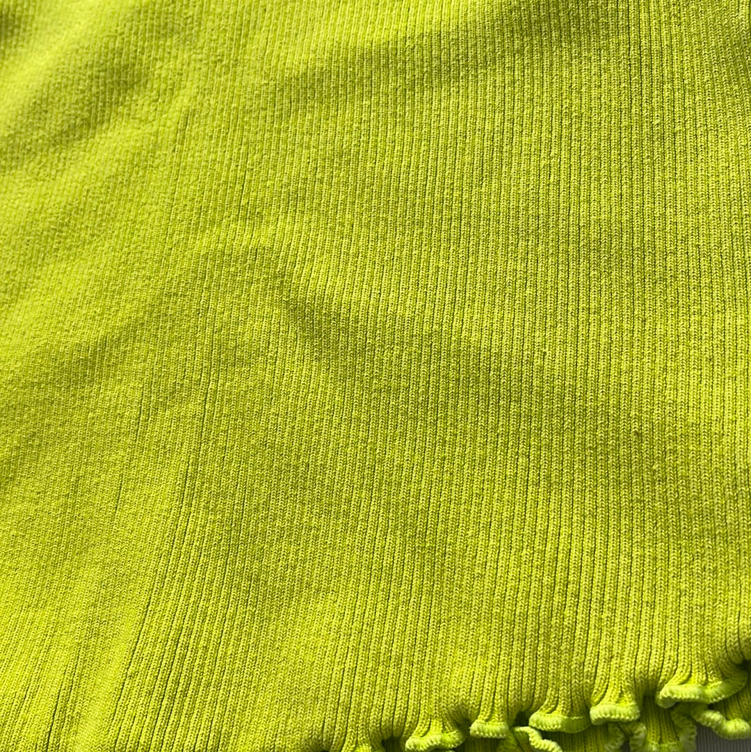 Mini échantillon de coton côtelé vert citron