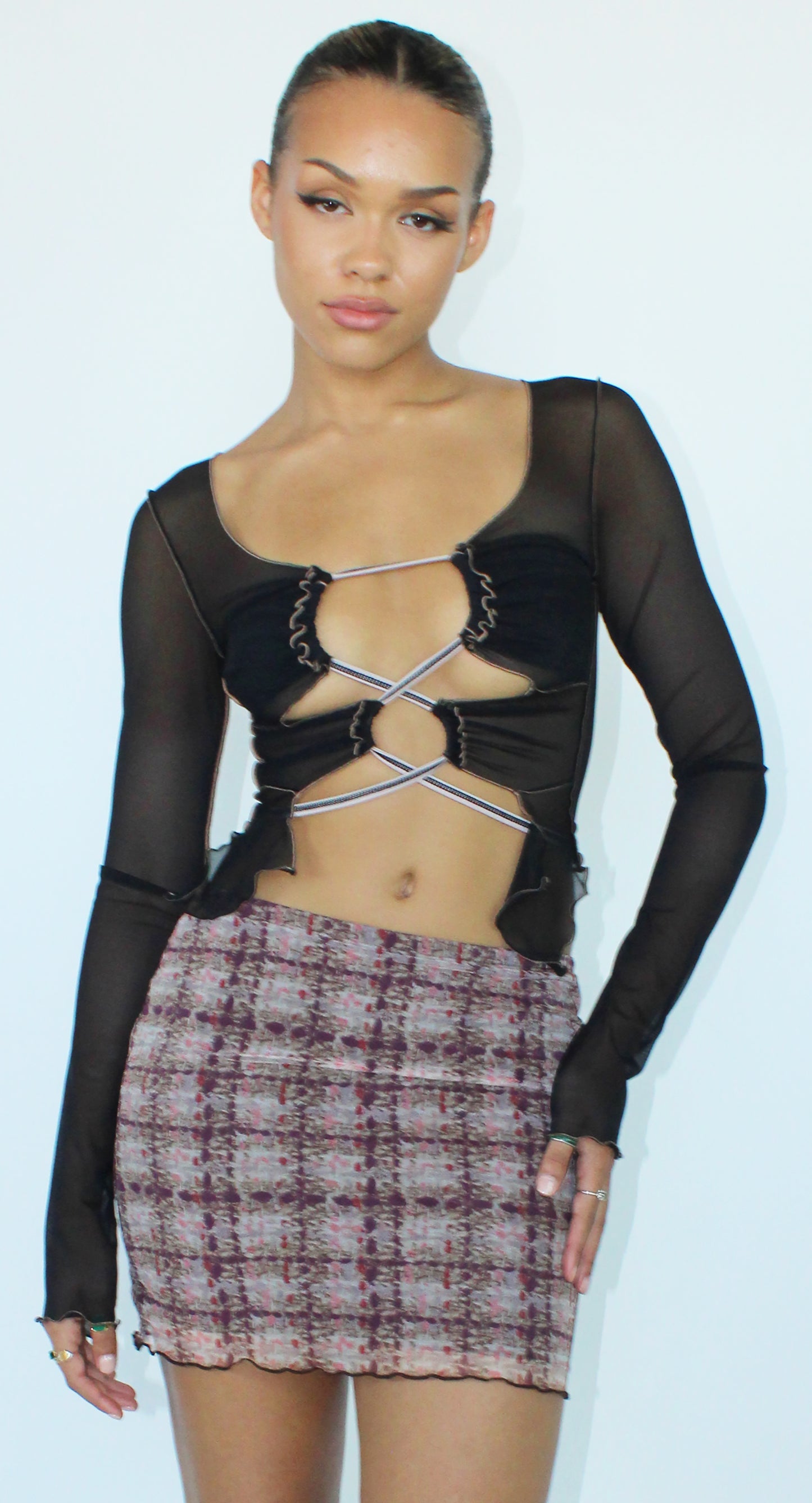 Fantasy Butterfly Top In Black With Contrast Lettuce Edge Sale